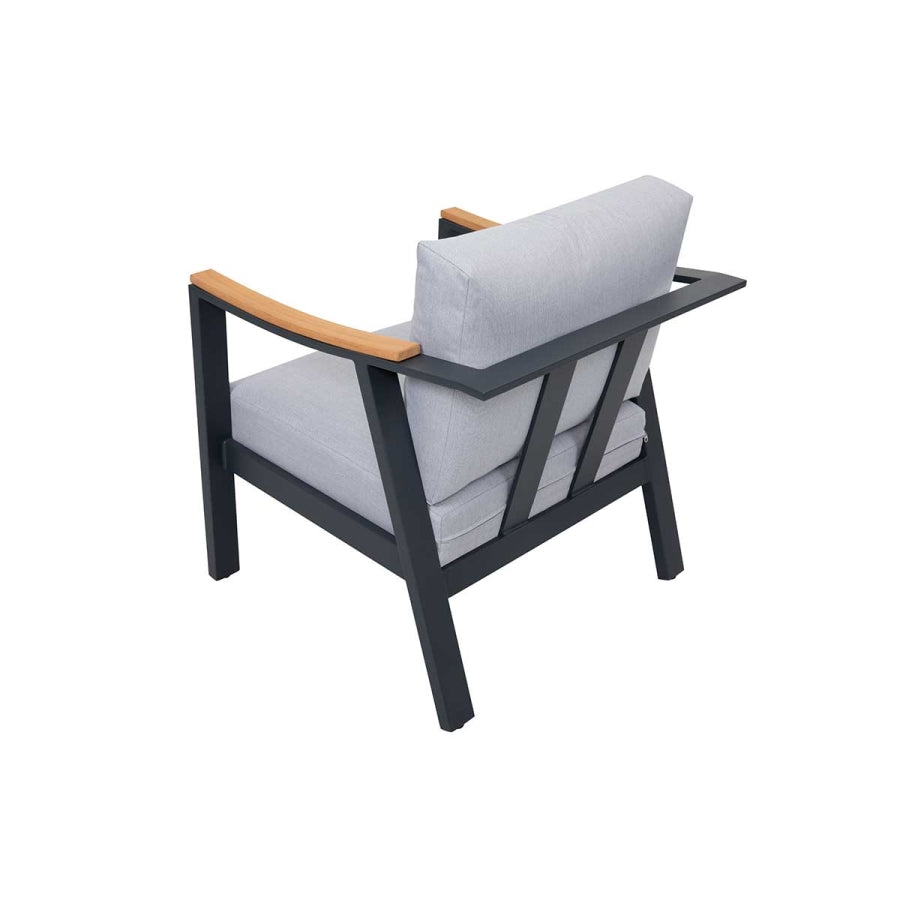 Nova 4-Piece Aluminum & Teak Sofa Set with Stationary Chairs