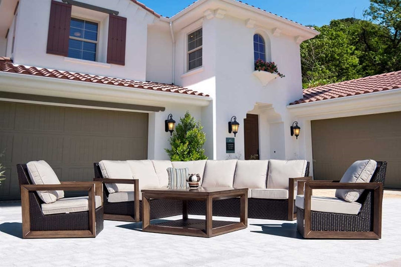 Patio Time Delano 5 Piece Wicker Sectional Sofa Set