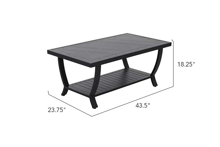 Jarvis 2-Piece Aluminum Sofa Set with Coffee Table