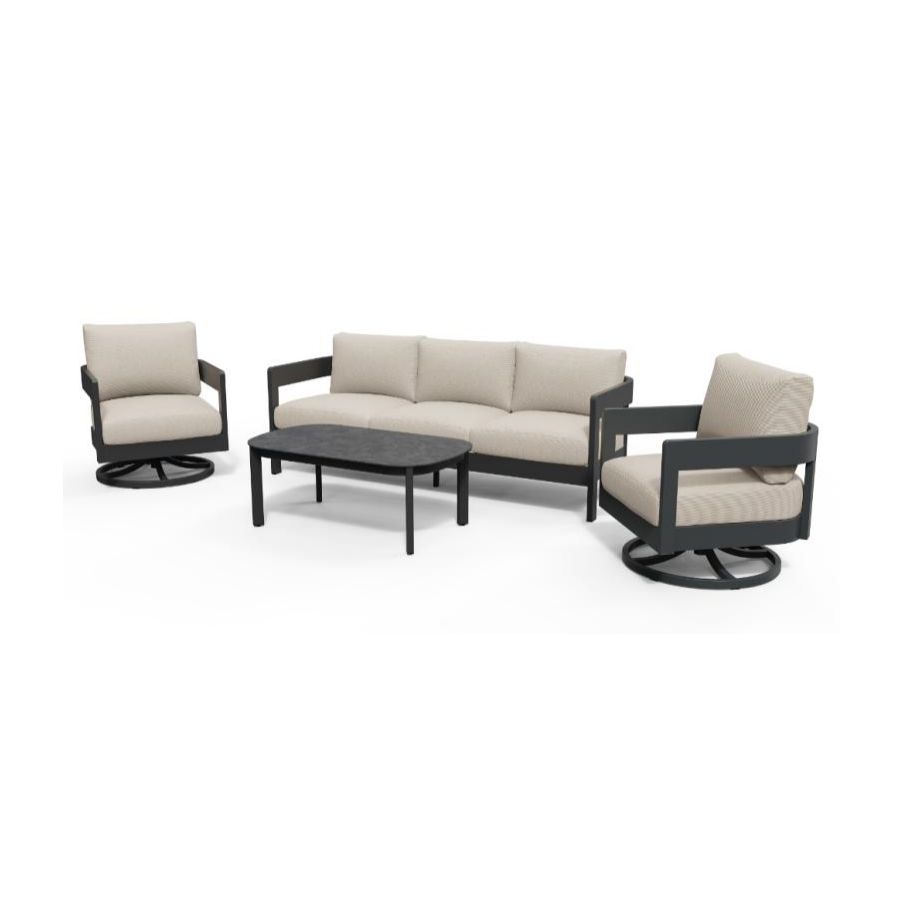 Aconcagua 4-Piece Aluminum Living Room Set With Swivel Chairs