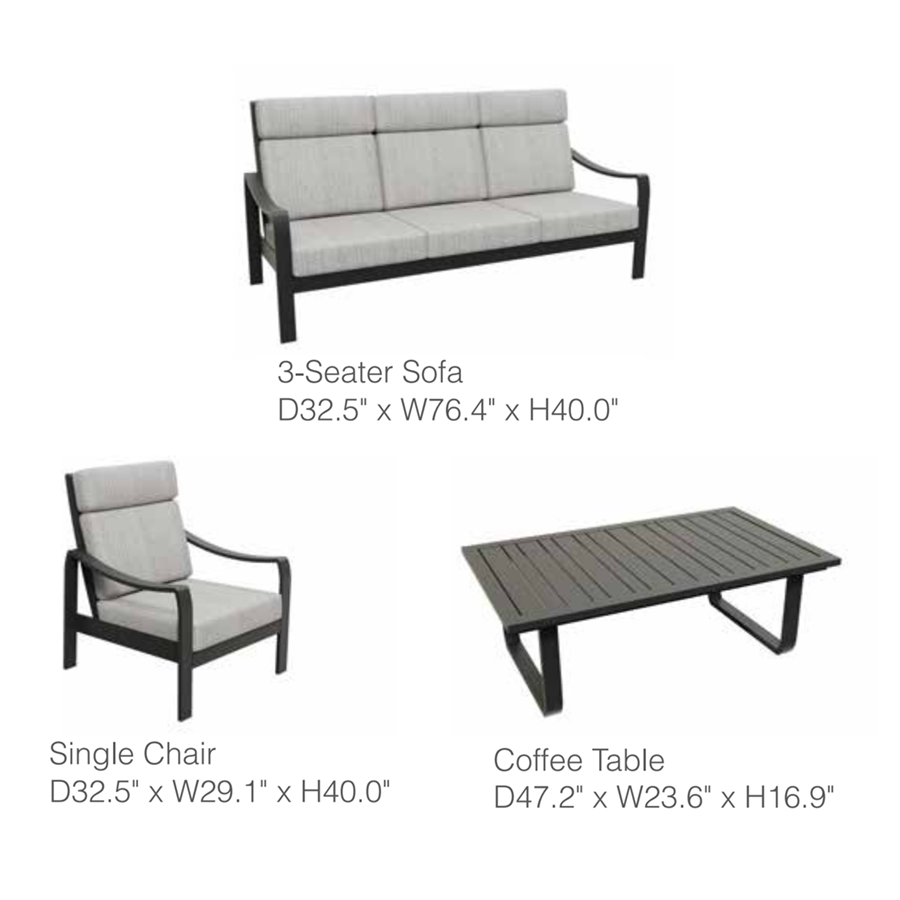 Conchay 4-Piece Aluminum Living Room Set