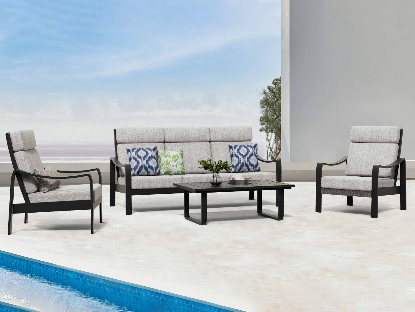 Conchay 4-Piece Aluminum Living Room Set