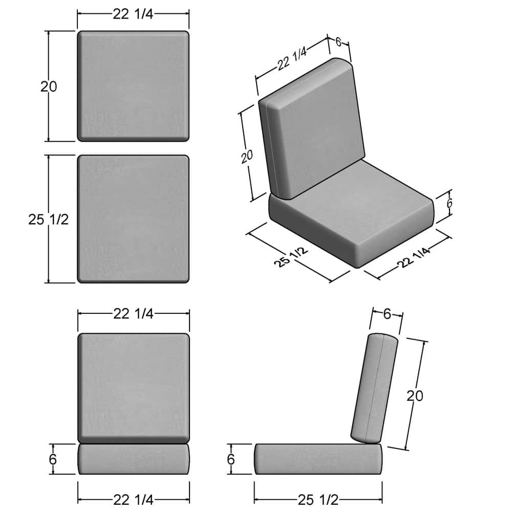 Outdoor-USA Seat and Back/Deep Seating Sofa/Loveseat Middle - Replacement Cushions