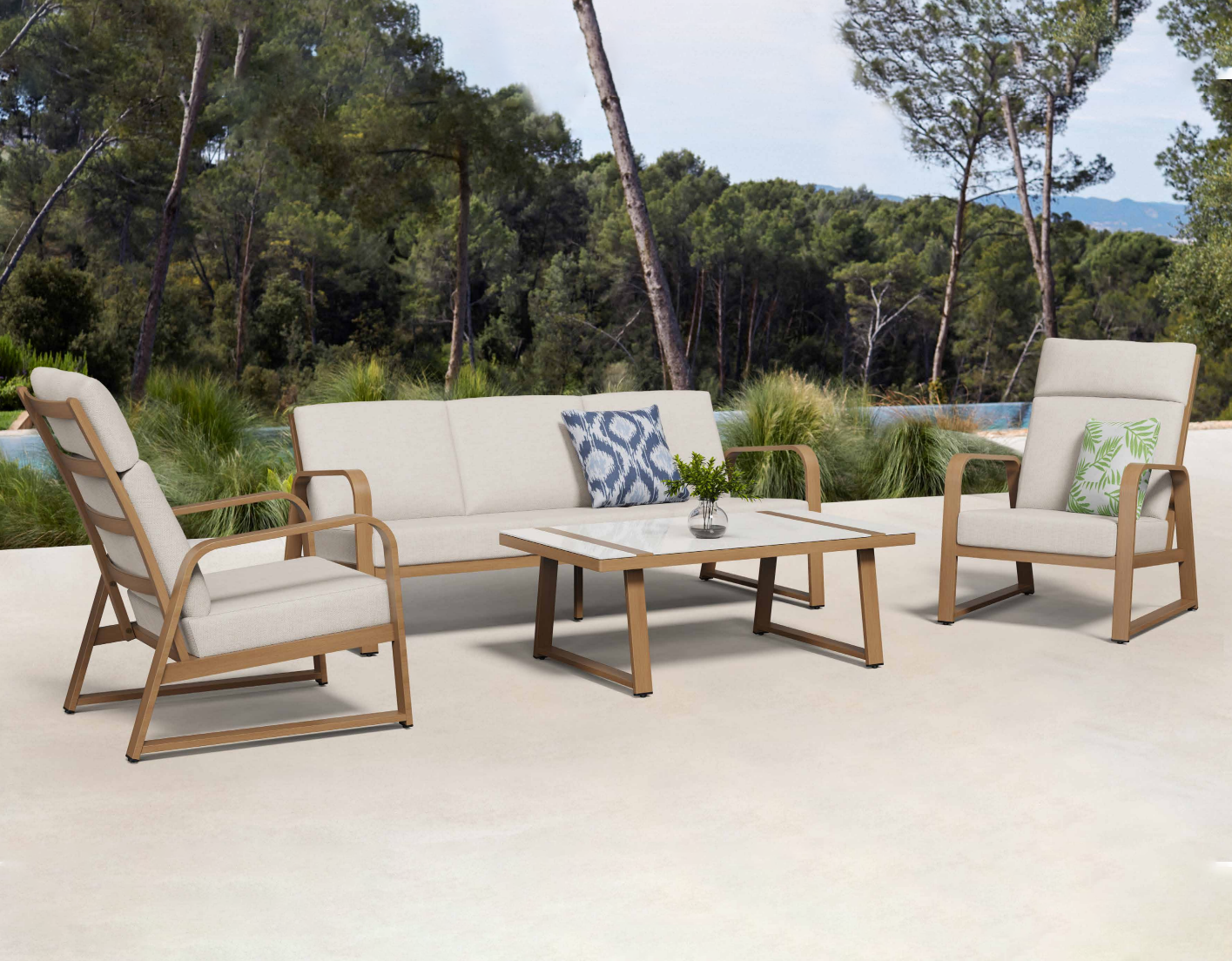 Mckinley 4-Piece Aluminum Living Room Set