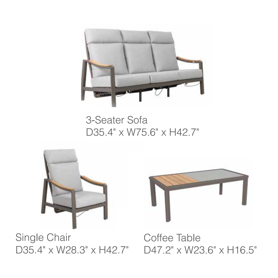 Noctis 4-Piece Adjustable Aluminum Living Room Set