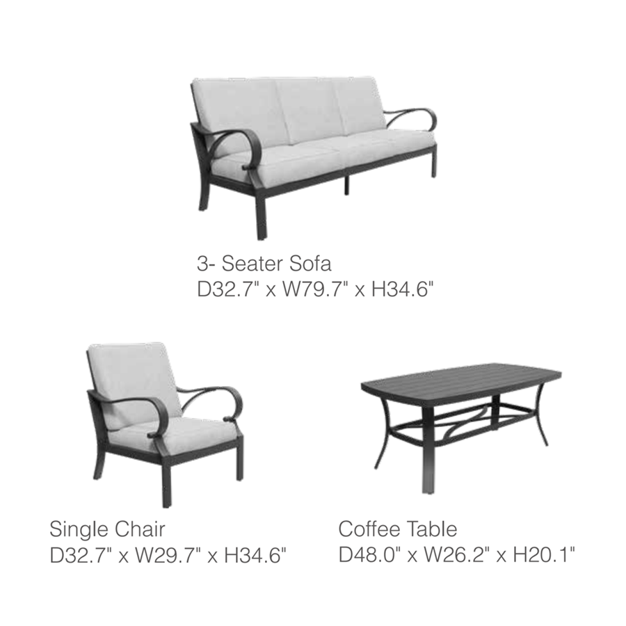 Puget 4-Piece Aluminum Living Room Set