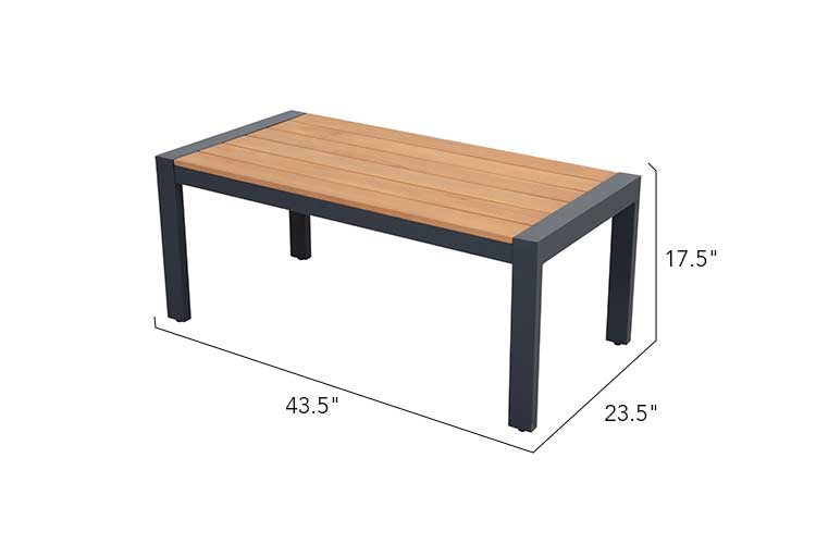 Nova 4-Piece Aluminum & Teak Sofa Set with Stationary Chairs