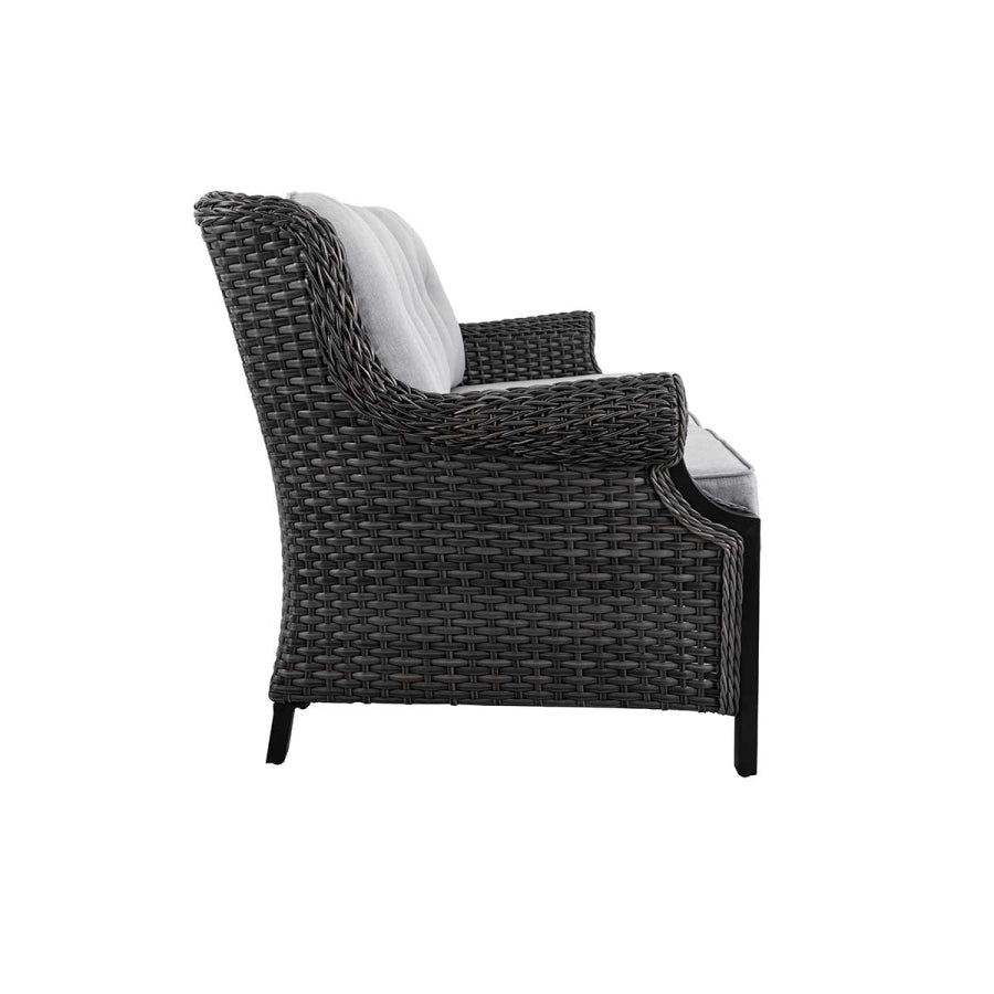 Lassen wicker living room set: 1 three-seater sofa and 2 swivel rocking chairs