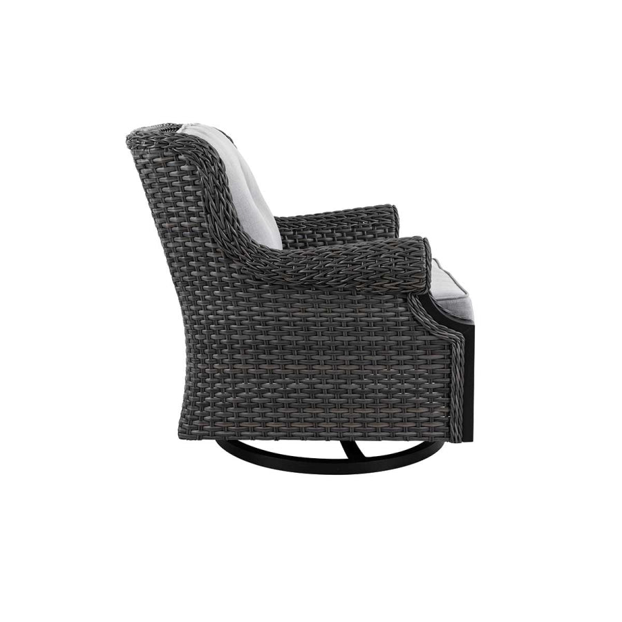 Lassen wicker living room set: 1 three-seater sofa and 2 swivel rocking chairs