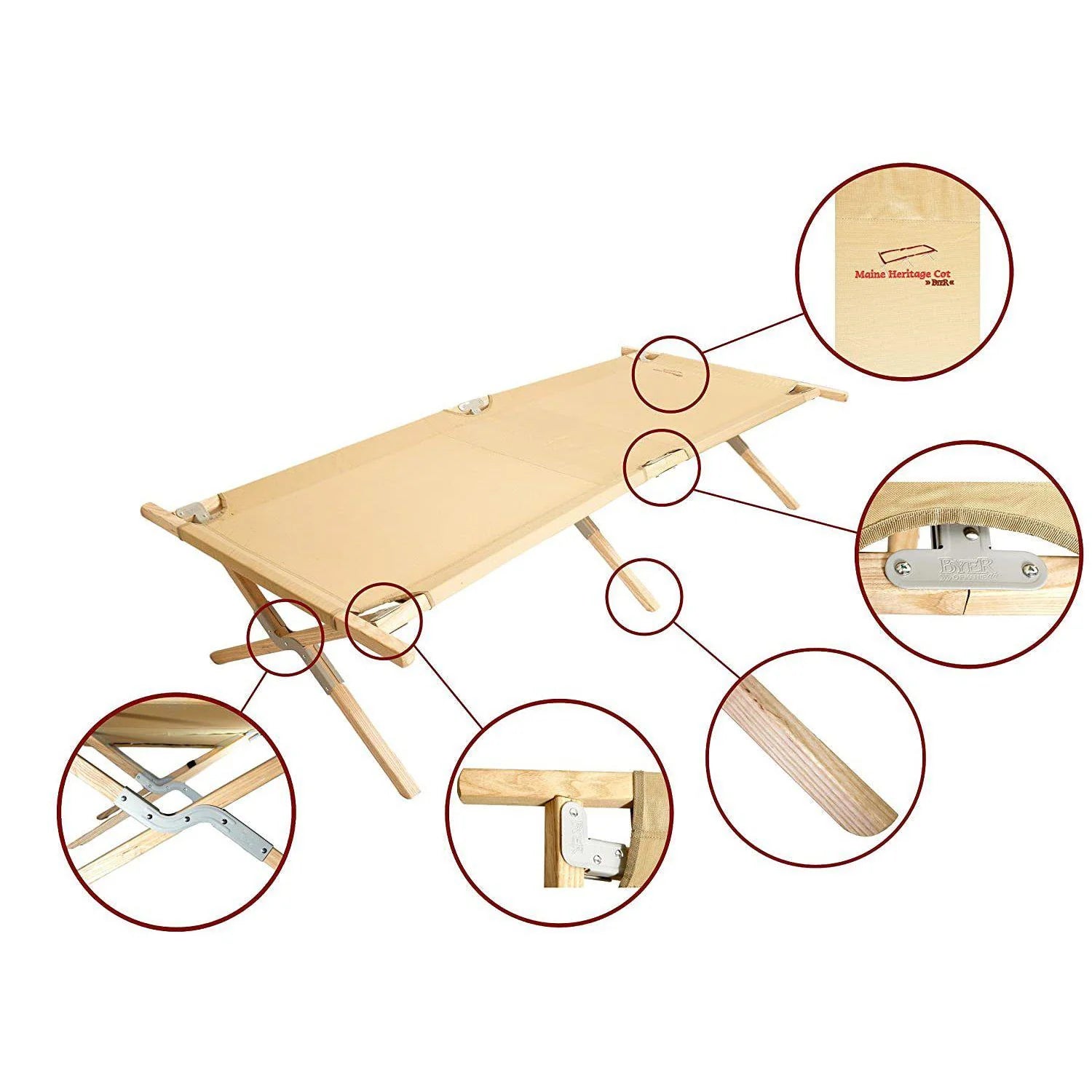 Maine Heritage Cot – Heavy-Duty Wooden Camping Cot with 375 lb Capacity