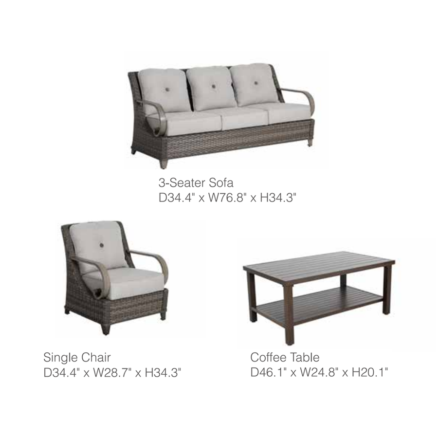 Brooks 4-Piece Aluminum Living Room Set