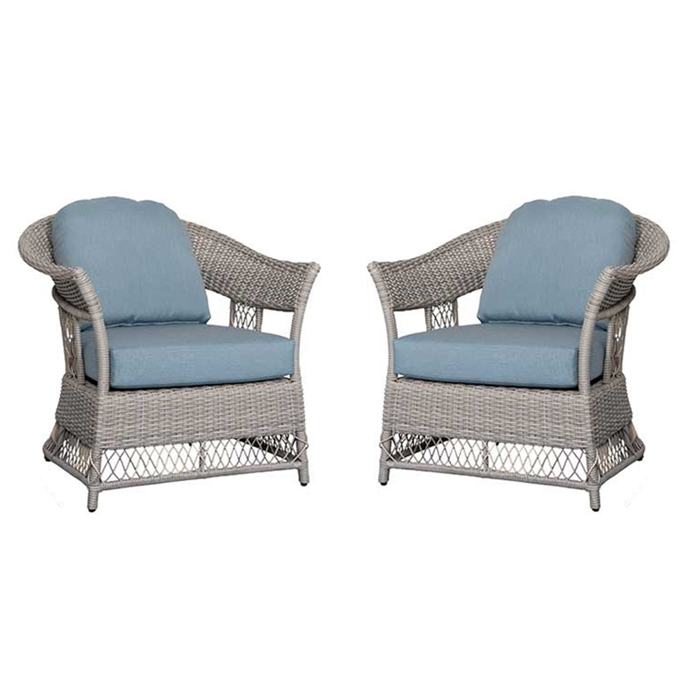 2 Shell Aluminum & Rattan Stationary Chair