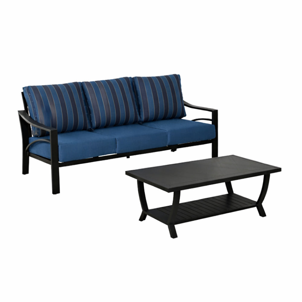 Jarvis 2-Piece Aluminum Sofa Set with Coffee Table