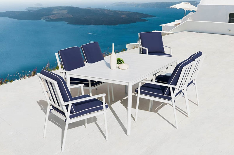 Patio Time Bluebell Juego de comedor de aluminio de 7 piezas