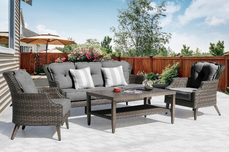 Patio Time Tenaya 4 Piece Wicker Sofa Set with Stationary Chairs