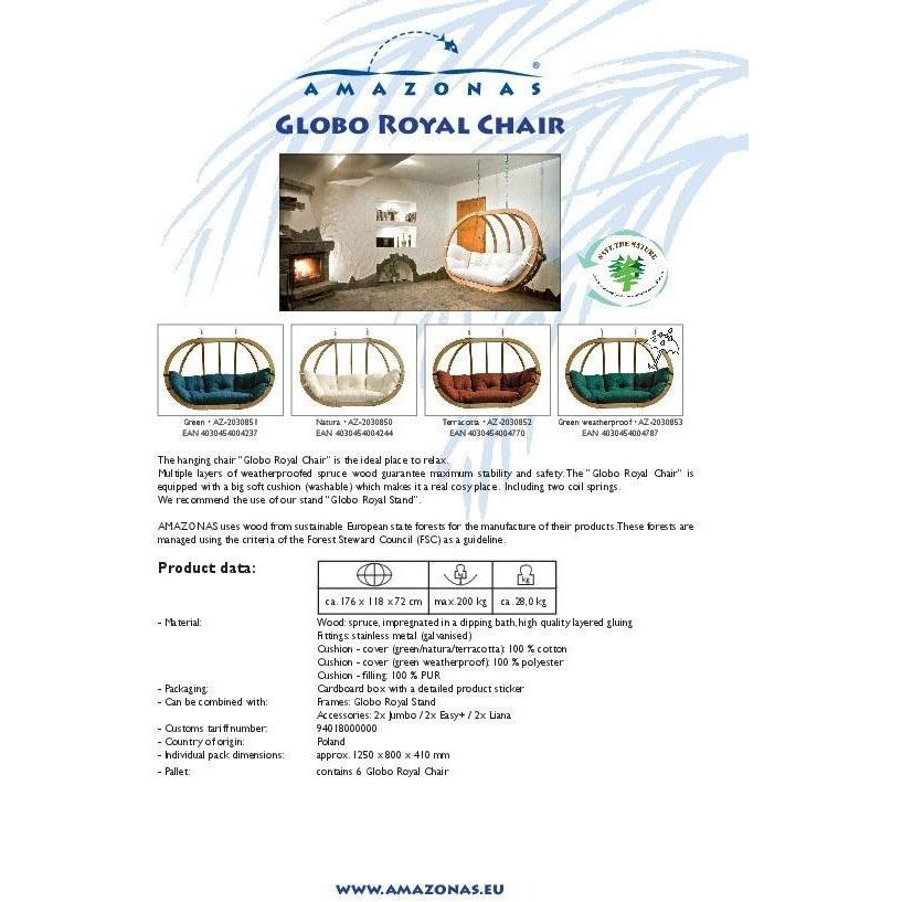 Globo Royal Terracotta Double Seater Hanging Chair - Amazonas Online UK