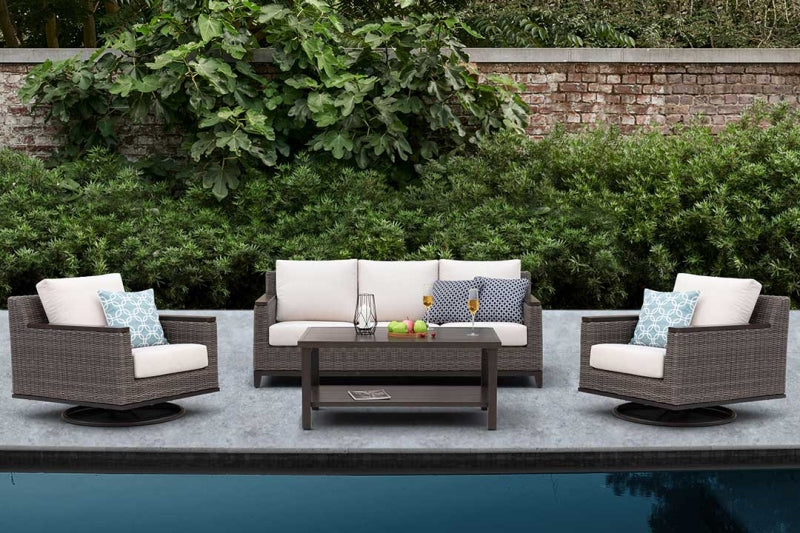 Beaufort 4-Piece Wicker Sofa Set with Swivel Rocking Chairs