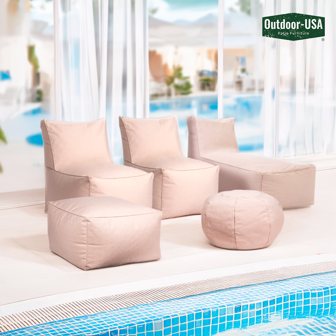 Outdoor-USA Sectional 5 Pieces Set Bean Bag