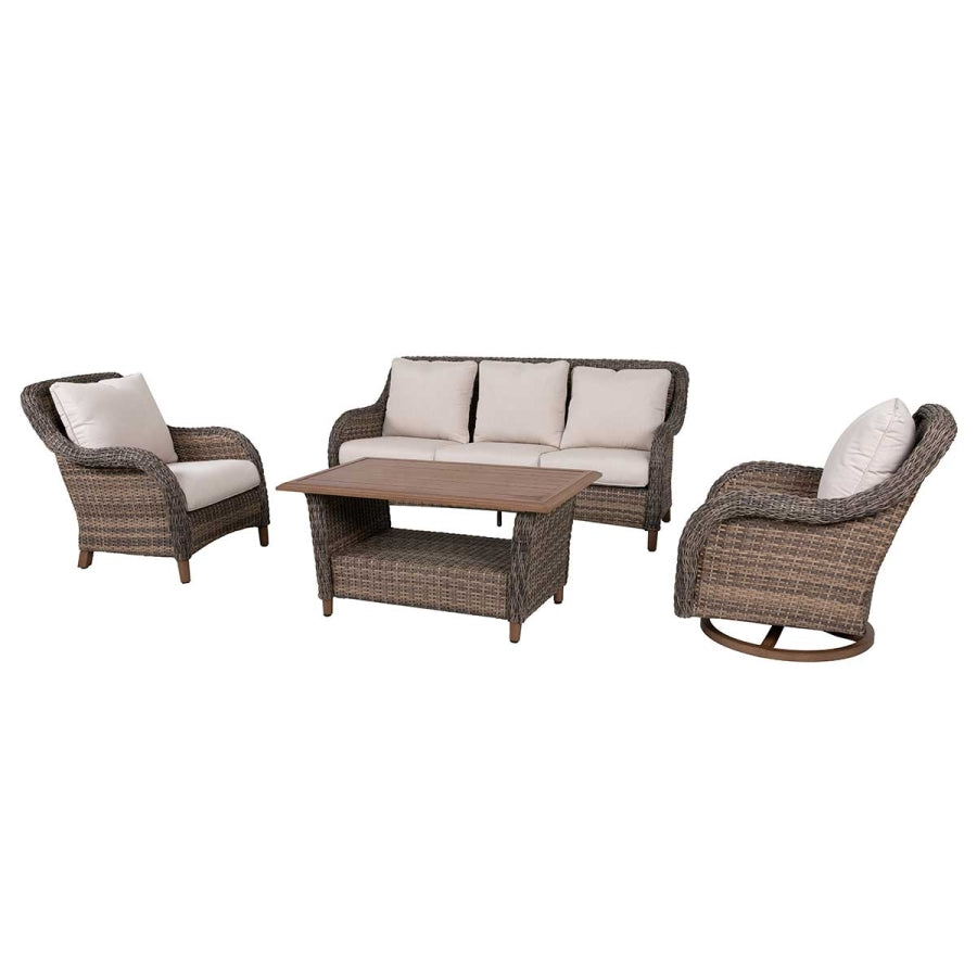Mitchell 4-Piece Wicker Sofa Set with Swivel Rocking Chairs