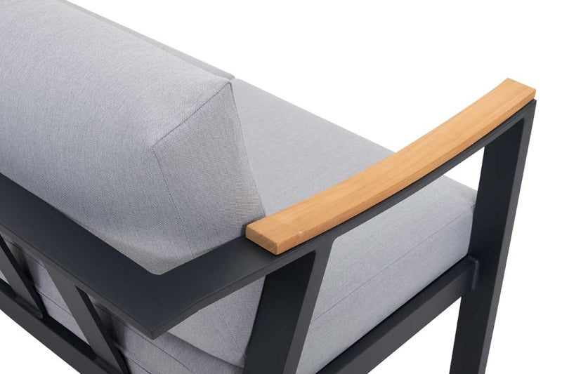 Patio Time Nova Juego de sofás seccionales de aluminio y teca de 4 piezas 