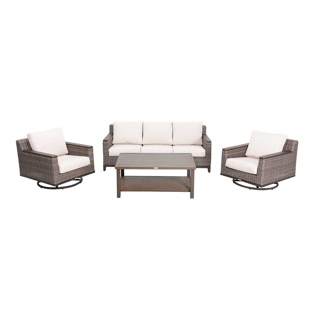 Beaufort 4-Piece Wicker Sofa Set with Swivel Rocking Chairs