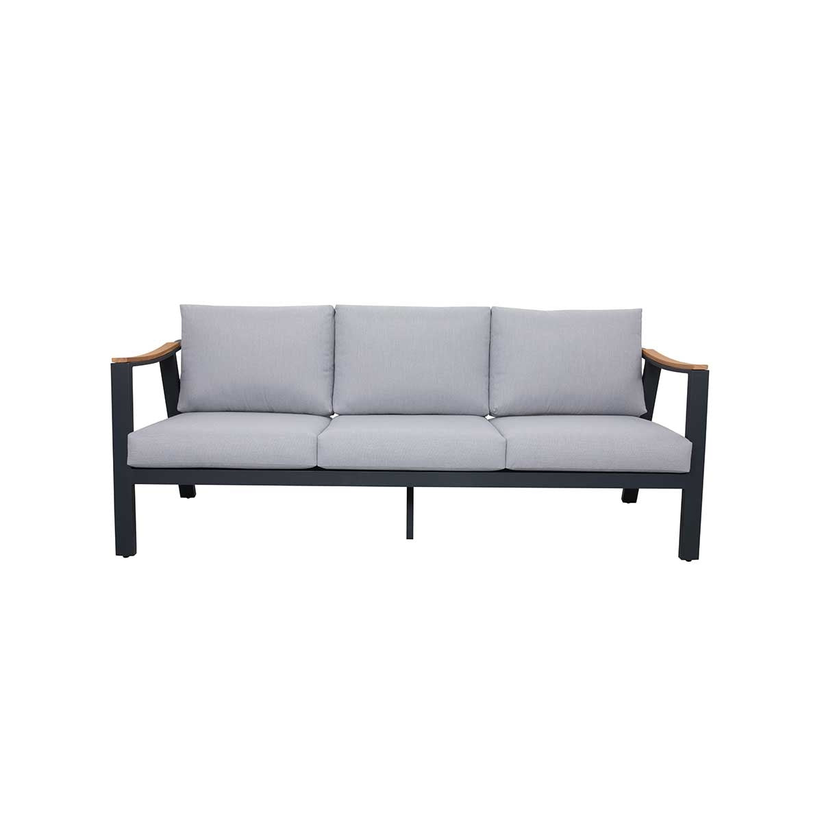 Patio Time Nova 4-Piece Aluminum & Teak Sofa Set with Stationary Chairs