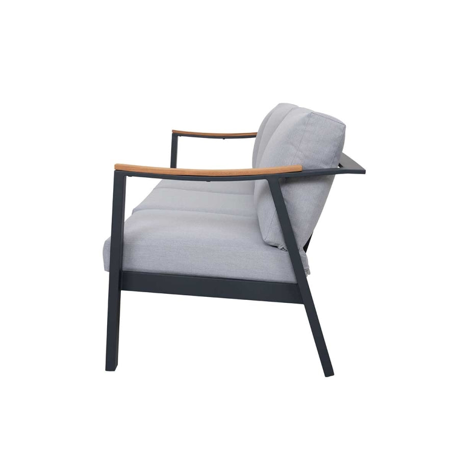 Nova 4-Piece Aluminum & Teak Sofa Set with Stationary Chairs