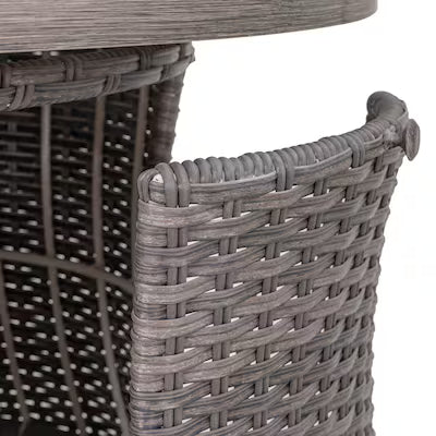 Tenaya Round Wicker FirePit Table with Metal Cover