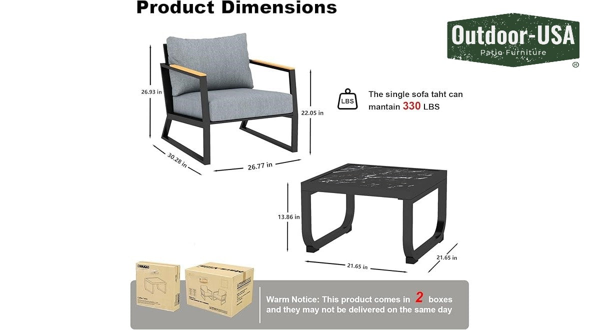 Outdoor-USA Patio Furniture Set 3 Pieces