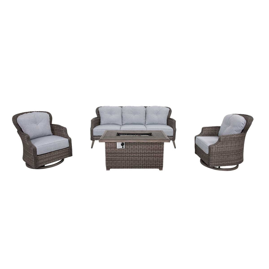 Tenaya 4-Piece Firepit Set with Swivel Rocking Chairs