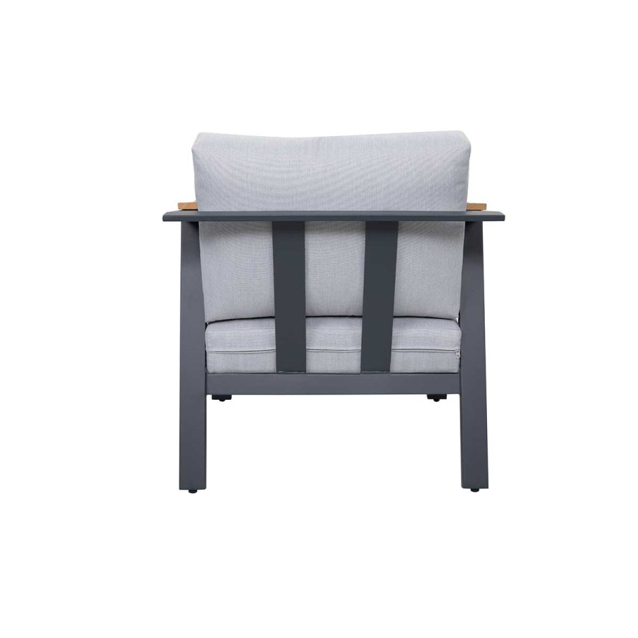 Nova 4-Piece Aluminum & Teak Sofa Set with Stationary Chairs