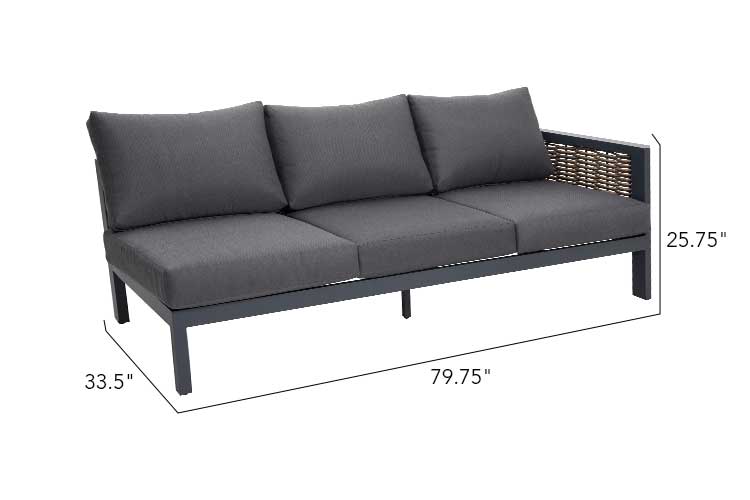 Patio Time Hallie 4-Piece Aluminum & Wicker Sectional Sofa Set