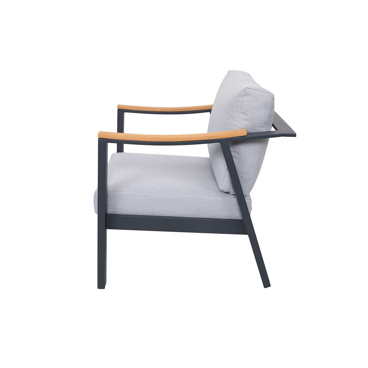 Patio Time Nova Juego de sofás de teca y aluminio de 4 piezas con sillas estacionarias 