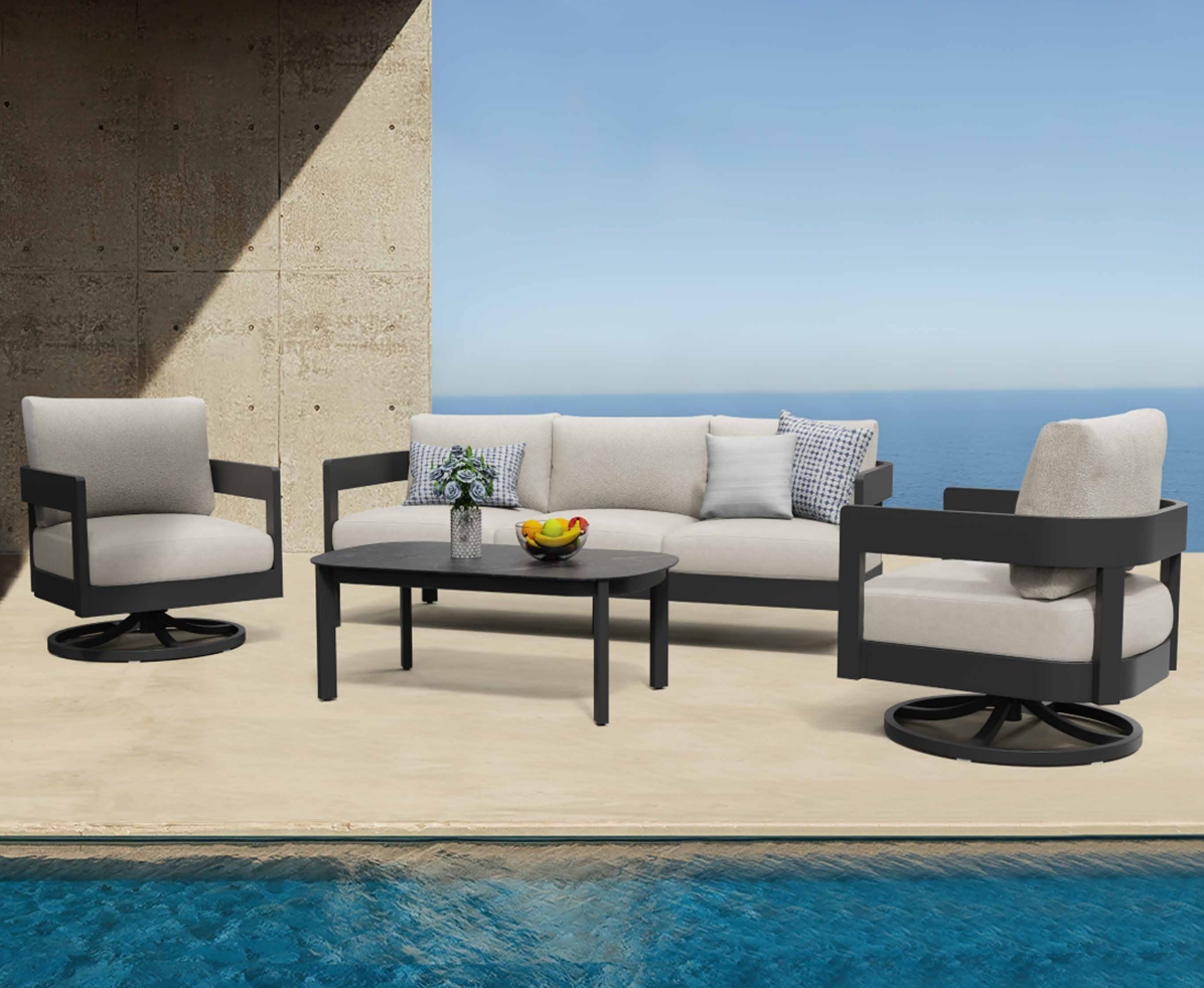 Aconcagua 4-Piece Aluminum Living Room Set With Swivel Chairs