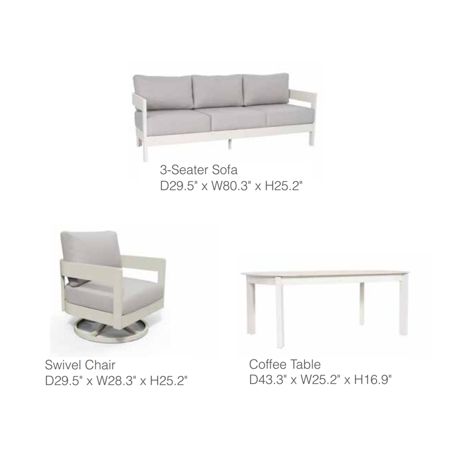 Aconcagua 4-Piece Aluminum Living Room Set With Swivel Chairs