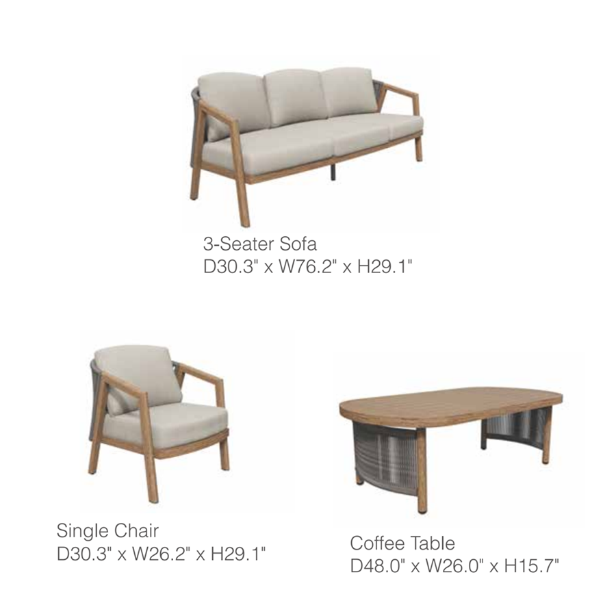 Ausone 4-Piece Aluminum Living Room Set