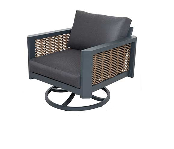 Patio Time Hallie 4-Piece Aluminum & Wicker Sofa Set with Swivel Rocking Chairs