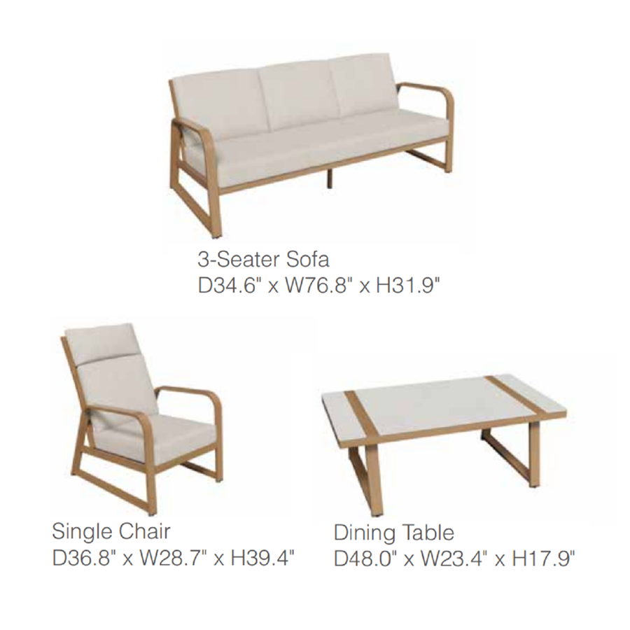 Mckinley 4-Piece Aluminum Living Room Set