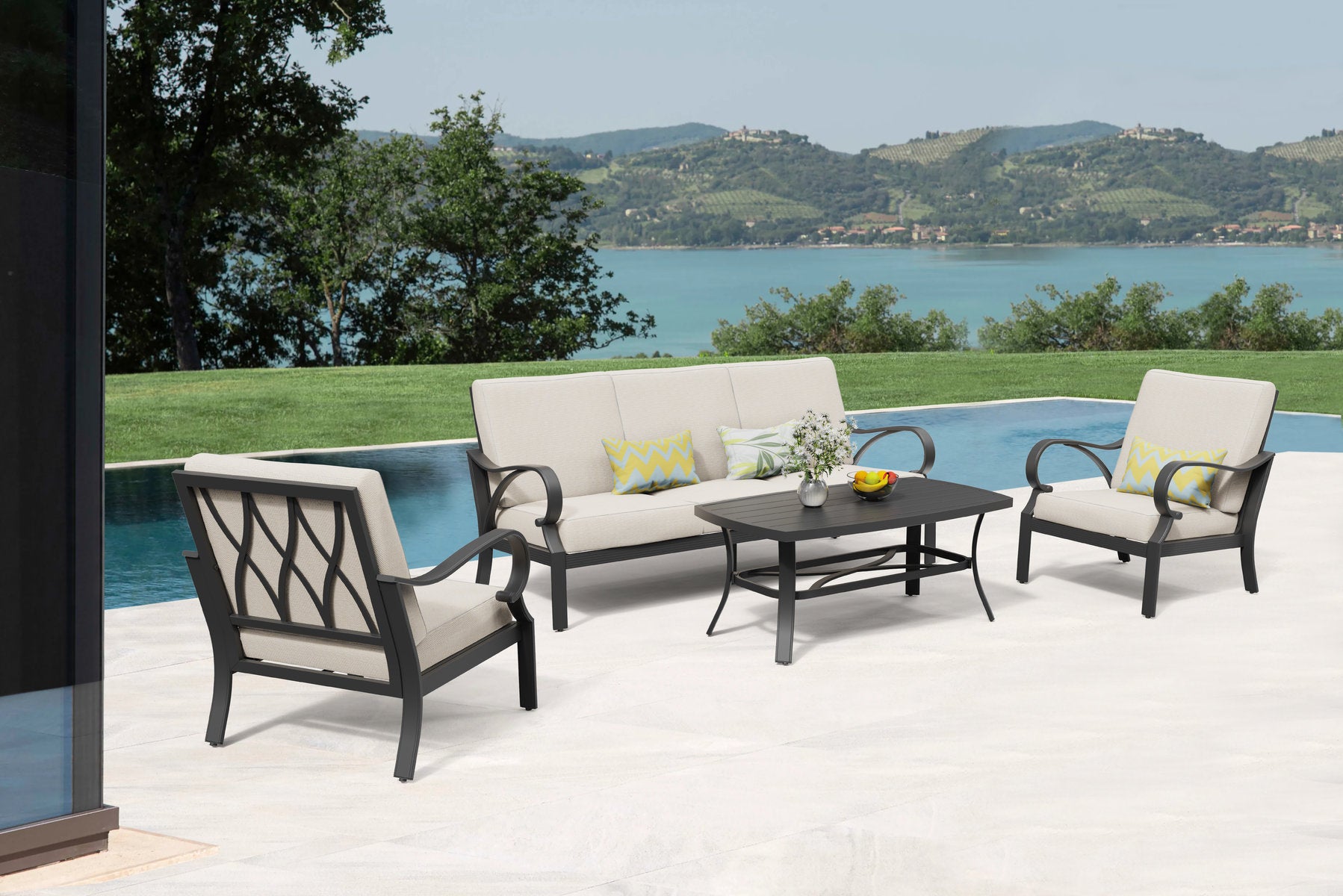 Puget 4-Piece Aluminum Living Room Set