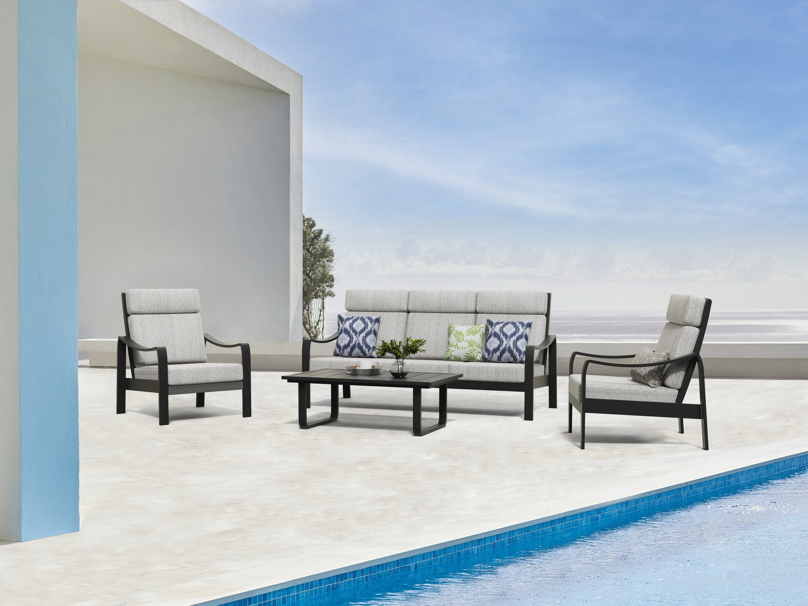 Conchay 4-Piece Aluminum Living Room Set