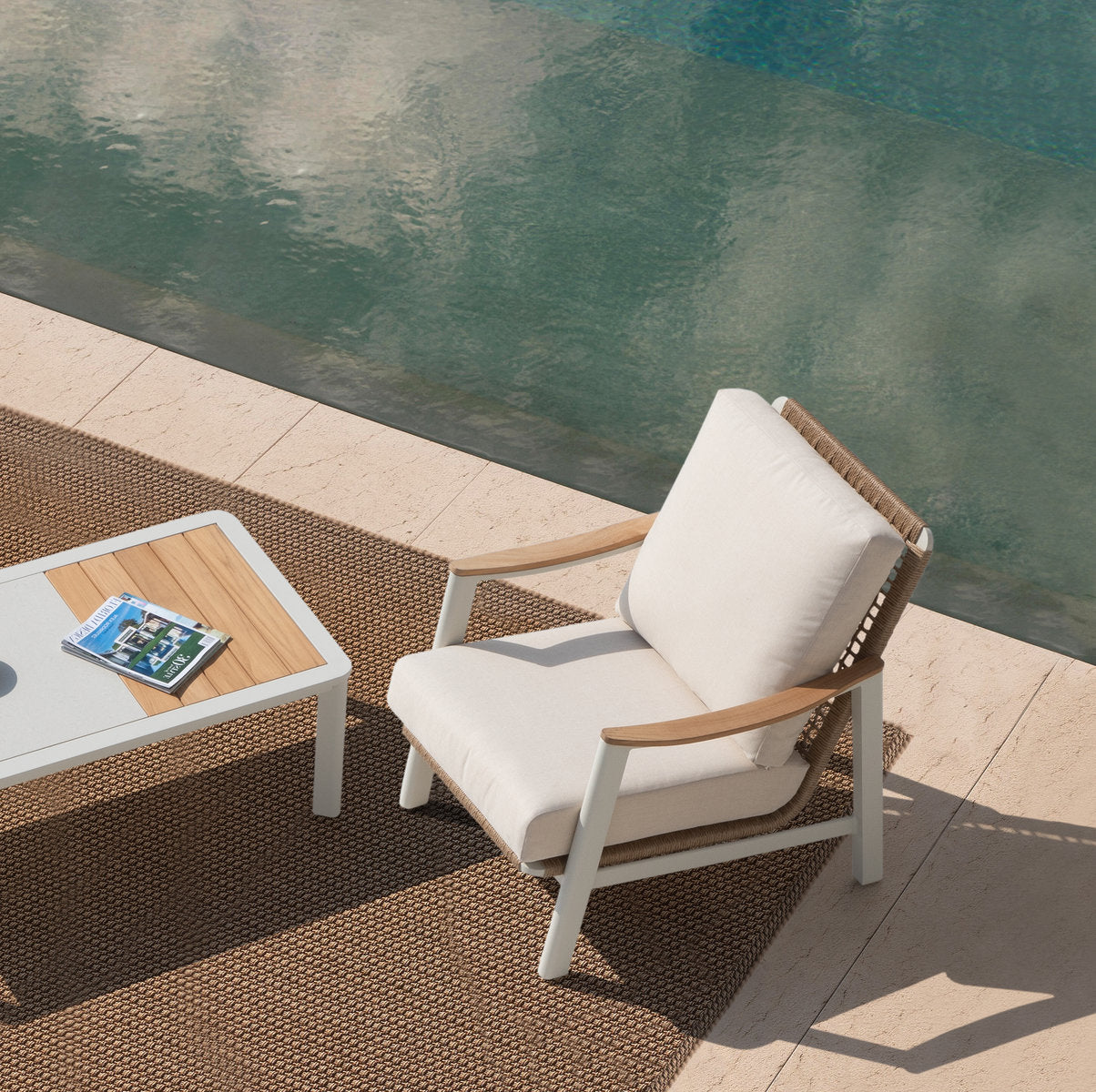 Riesling 4-Piece Wicker And Teak Living Room Set