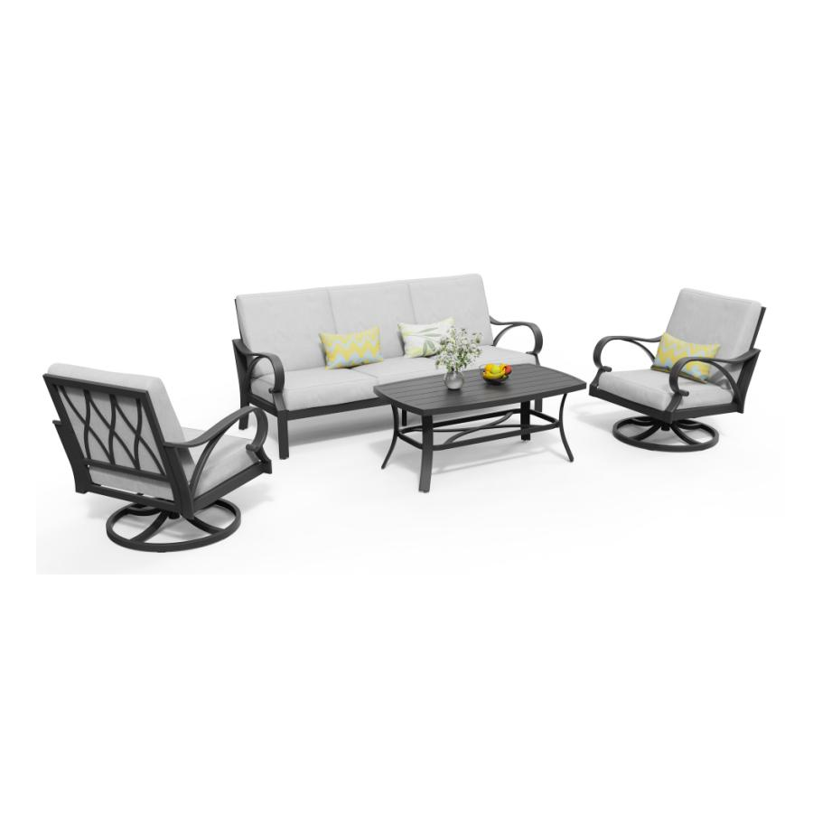 Puget 4-Piece Aluminum Living Room Set With Swivel Chairs