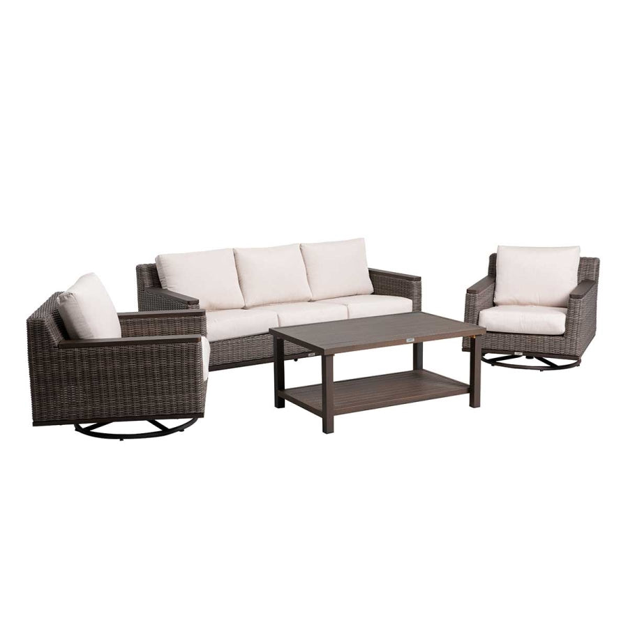 Beaufort 4-Piece Wicker Sofa Set with Swivel Rocking Chairs