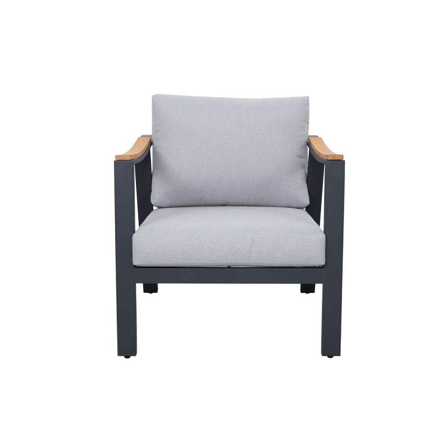 Nova 4-Piece Aluminum & Teak Sofa Set with Stationary Chairs