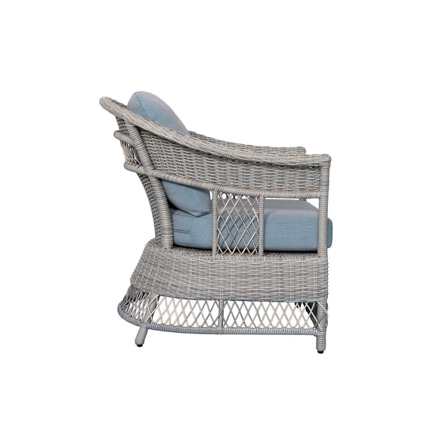 Shell Aluminum & Rattan Stationary Chair