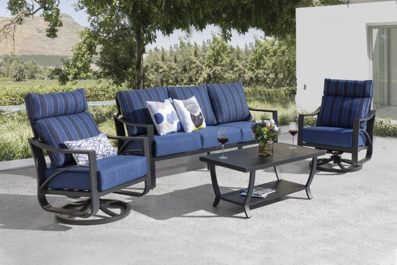 Patio Time Jarvis 4-Piece Aluminum Sofa Set with Swivel Rocking Chairs
