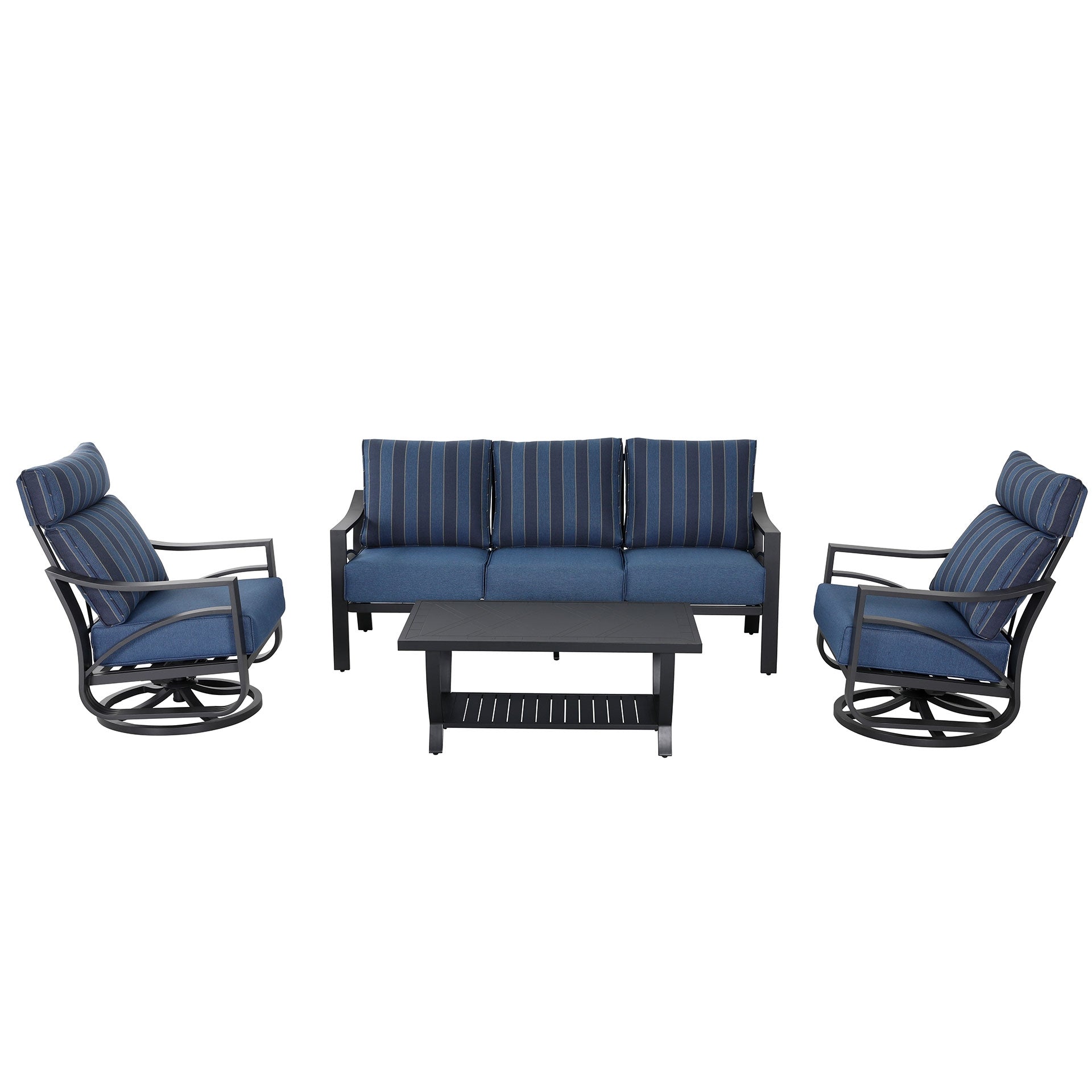 Patio Time Jarvis 4-Piece Aluminum Sofa Set with Swivel Rocking Chairs