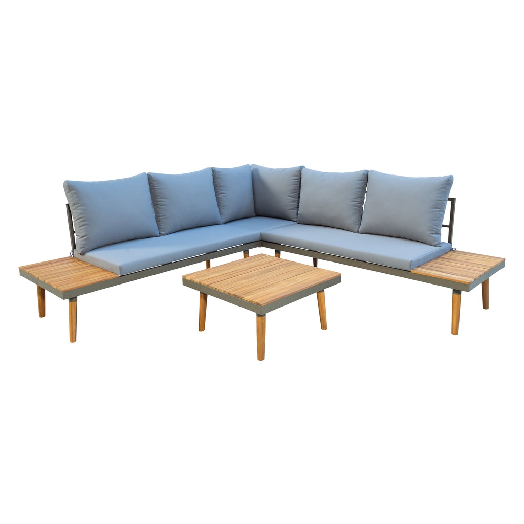Dukap Stellar Aluminum 5-Piece  Sectional With Tables and Cushions