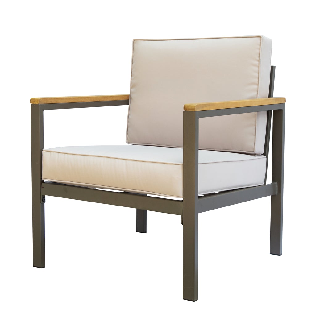Dukap Ribe Aluminum  4 Piece Patio Set with Wood Accents and Cushions