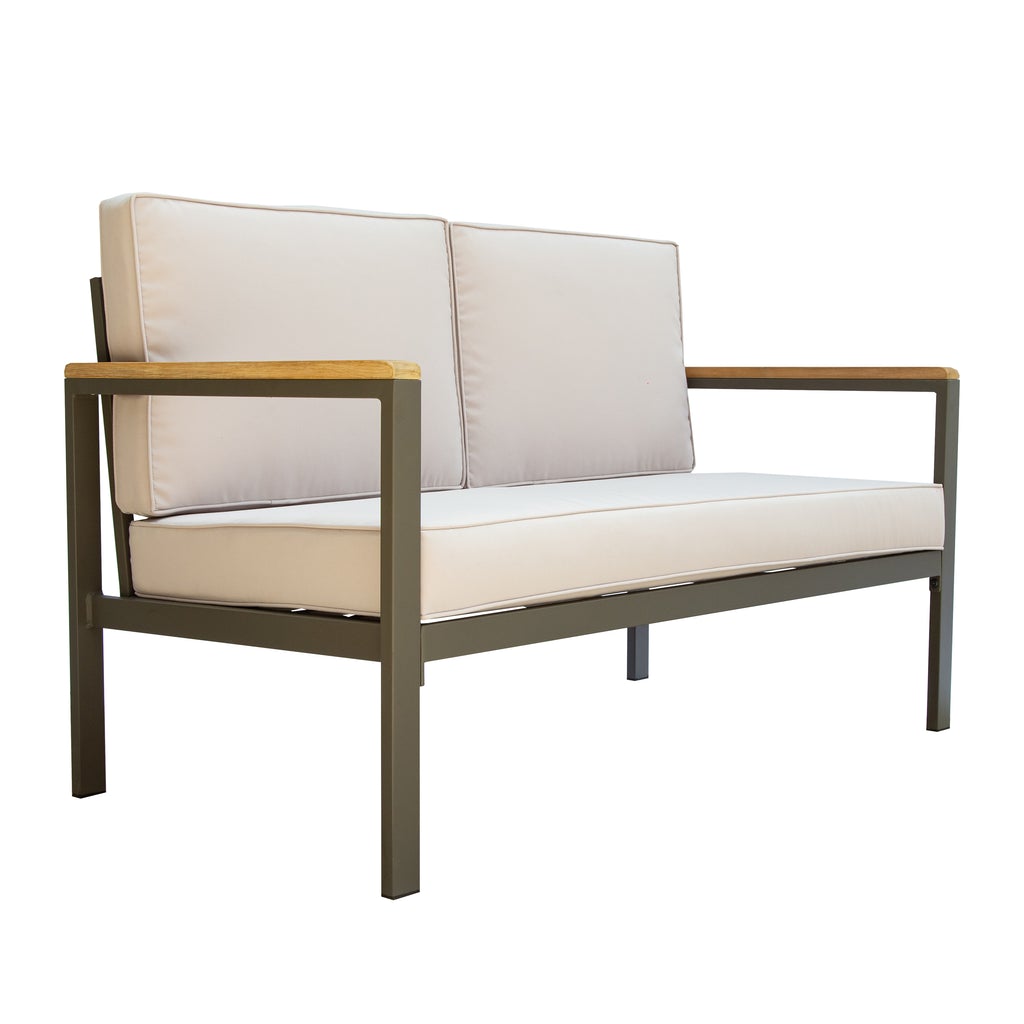 Dukap Ribe Aluminum  4 Piece Patio Set with Wood Accents and Cushions